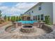 Inviting backyard patio featuring a fire pit and comfortable seating for outdoor relaxation and entertaining at 866 Tyne Dr, Fort Mill, SC 29715