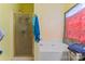 Bathroom featuring shower, bathtub and vibrant decor at 11913 Little Stoney Ct, Charlotte, NC 28269