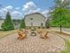 Enjoy the outdoor space with a charming fire pit area surrounded by wooden chairs, perfect for gatherings at 12641 Glowing Peak Rd, Huntersville, NC 28078