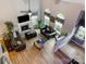 Bright living room with vaulted ceilings, a fireplace, and hardwood floors at 1509 Kirkbridge Ct, Matthews, NC 28105