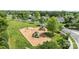 Aerial view of playground and grassy green space within residential neighborhood at 2006 Holly Villa Cir, Indian Trail, NC 28079