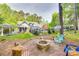 Inviting backyard with a fire pit, pool, hot tub, and ample seating areas at 2062 High Pines Rd, Rock Hill, SC 29732