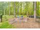 Outdoor fire pit surrounded by mature trees, perfect for entertaining guests at 2062 High Pines Rd, Rock Hill, SC 29732