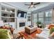 Comfortable living room with built-in shelves, a fireplace, and cozy seating at 639 Lorain Nw Ave, Concord, NC 28027