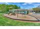 Community playground area with slides, climbing structures and covered picnic area, next to the community pool at 8709 Stratton Farm Rd, Huntersville, NC 28078
