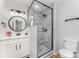 Beautiful bathroom with modern fixtures and an enclosed glass shower at 1640 English Knoll Dr, Matthews, NC 28105