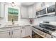 Bright kitchen with stainless appliances, modern gray cabinets and granite counters at 1640 English Knoll Dr, Matthews, NC 28105