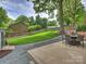 Beautiful backyard with a well-maintained lawn, patio area, and mature trees offering shade at 1733 Piccadilly Dr, Charlotte, NC 28211