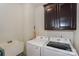 Practical laundry room with washer, dryer, utility sink, and upper cabinet storage at 3119 Castlemaine Dr, Charlotte, NC 28269