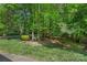 Lush backyard featuring mature trees and green grass; perfect for enjoying nature and outdoor activities at 3124 Lakewood Edge Dr, Charlotte, NC 28269