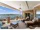 Inviting covered patio with wicker furniture and serene water views at 3507 Governors Island Dr, Denver, NC 28037