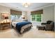 Cozy bedroom with a comfortable bed, large windows overlooking lush greenery, and a relaxing sitting area at 3950 Abingdon Rd, Charlotte, NC 28211