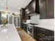 Close up of a modern kitchen, showcasing elegant dark cabinetry and a chef's range at 443 Beaumont Ave, Charlotte, NC 28204