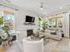 Bright living room boasts a fireplace, neutral tones, and large windows for natural light at 443 Beaumont Ave, Charlotte, NC 28204