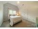 Charming bedroom featuring patterned wallpaper, a queen bed, and a bright window at 8902 Whittingham Dr, Waxhaw, NC 28173