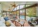 Inviting screened-in porch with comfortable seating and a relaxing view of the pool and backyard at 8902 Whittingham Dr, Waxhaw, NC 28173