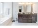 Bright and airy bathroom with a soaking tub, double vanity, and stylish fixtures, creating a spa-like retreat at 924 Forbes Rd, Fort Mill, SC 29707