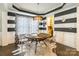 Elegant dining room with unique wallpaper, modern lighting, and seating for six at 924 Forbes Rd, Fort Mill, SC 29707