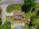 An aerial view of a home with a large yard, long driveway, and mature trees at 1005 Spring Rock Dr, Salisbury, NC 28146