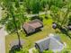 Aerial view of a home featuring a fenced backyard, screened porch, and outdoor shed at 1005 Spring Rock Dr, Salisbury, NC 28146