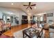 Spacious living room with vaulted ceiling, hardwood floors, fireplace, and ample seating at 1005 Spring Rock Dr, Salisbury, NC 28146