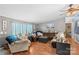Cozy living room featuring a plush sofa, nautical-themed decor, and wood-look flooring, great natural light at 114 Doubletree Dr, Statesville, NC 28677