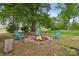 Outdoor firepit with stone surround and chairs, ideal for relaxing and entertaining at 176 Jennymarie Rd, Mooresville, NC 28115