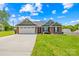Charming brick home featuring a two-car garage, manicured lawn, and a welcoming front porch area at 201 Churchill Dr, Kings Mountain, NC 28086