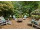 Backyard seating area with gravel, Adirondack chairs and a fire pit provides a relaxing gathering spot at 2304 Thunder Gulch Ct, Waxhaw, NC 28173
