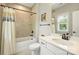 Bright bathroom featuring a shower with curtain, and white countertop at 2541 Kenmore Ave, Charlotte, NC 28204