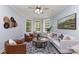 Bright living room with bay windows, hardwood floors, neutral paint, and elegant furnishings at 3004 Point Clear Dr, Tega Cay, SC 29708