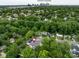 Aerial view of the property showcasing the mature trees, landscaping, and Uptown Charlotte in the distance at 3505 Trent St, Charlotte, NC 28209