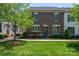 Charming brick townhome with a well-maintained lawn, landscaping, and a welcoming front door at 413 Nobles Way, Belmont, NC 28012