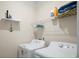 Functional laundry room with a washer, dryer, and shelving for storage at 5058 Antebellum Dr, Iron Station, NC 28080