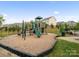 Community playground with slides, climbing structures, and a mulch ground cover at 5058 Antebellum Dr, Iron Station, NC 28080
