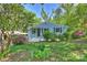 Charming blue home featuring a quaint porch, a well-manicured lawn, and lush green bushes at 1104 Norris Ave, Charlotte, NC 28206