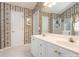Bathroom featuring a double sink vanity, a shower, and white cabinets at 113 Rocky Trail Ct, Fort Mill, SC 29715