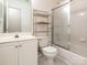 A functional bathroom with a vanity, toilet, and shower-tub combo, designed for practical use at 113 Rocky Trail Ct, Fort Mill, SC 29715