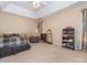 Spacious bedroom with tray ceilings, neutral tones, and ample natural light at 113 Rocky Trail Ct, Fort Mill, SC 29715