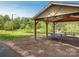 Charming pavilion with picnic tables overlooking a scenic pond and lush greenery at 113 Rocky Trail Ct, Fort Mill, SC 29715