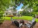 Spacious backyard with a fire pit, seating area, and manicured lawn at 1209 Yale Pl, Charlotte, NC 28209