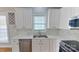 Close-up of kitchen featuring stainless steel appliances, white cabinetry, and marble backsplash at 1508 Peaceful Way Dr, Charlotte, NC 28206