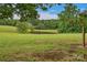 Picturesque pond surrounded by green lawn, with trees visible on the horizon at 1607 Old Lawyers Rd, Marshville, NC 28103