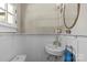 Elegant powder room features a pedestal sink and modern fixtures at 1726 The Plz, Charlotte, NC 28205
