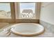 Close-up of a luxurious soaking tub with chrome fixtures in a modern bathroom at 2012 Embassy Ct # 46, Charlotte, NC 28213