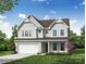 Charming two-story home with gray siding, a manicured lawn, and lush landscaping at 2012 Embassy Ct # 46, Charlotte, NC 28213