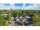 Aerial view of home and neighborhood with Charlotte skyline in the distance at 2124 Roslyn Ave, Charlotte, NC 28208