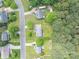 Aerial view of a neighborhood featuring tree-lined streets and well-maintained properties at 2439 Caswell Ct, Gastonia, NC 28054