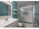Stylish bathroom featuring a glass-enclosed shower and modern vanity at 2439 Caswell Ct, Gastonia, NC 28054