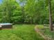 Well-manicured backyard featuring hot tub, lawn, and wooded area at 246 Mcduffie Ln, Fort Mill, SC 29715